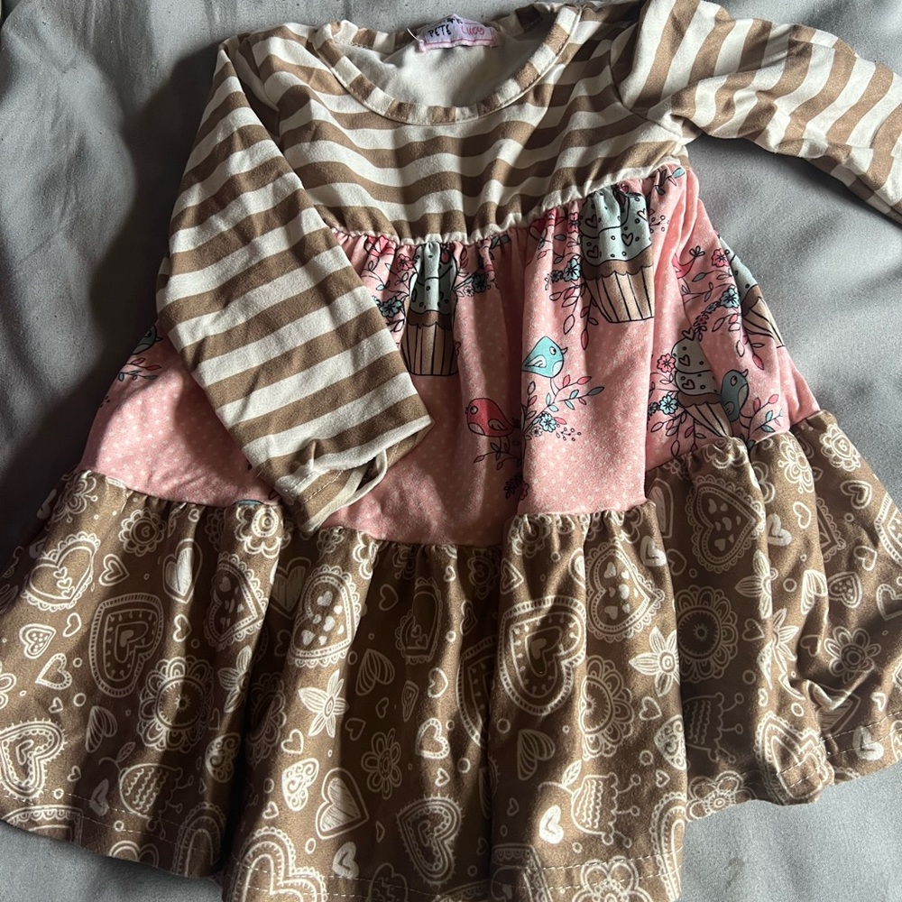Tan and White Casual Long Sleeve Raglan Sundress